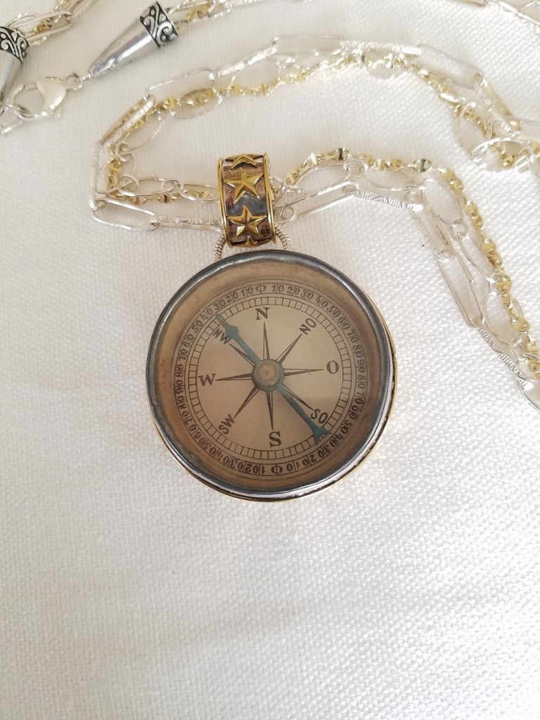 Mars & Valentine Antique Victorian Large Compass Statement Necklace