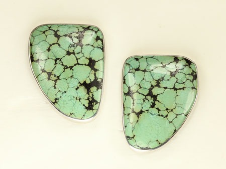 Green Turquoise Clip Earrings