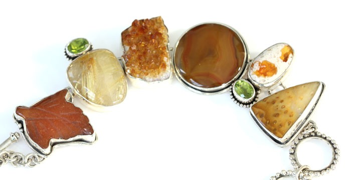 Echo of the Dreamer Rutilated Quartz & Fire Opal Bracelet