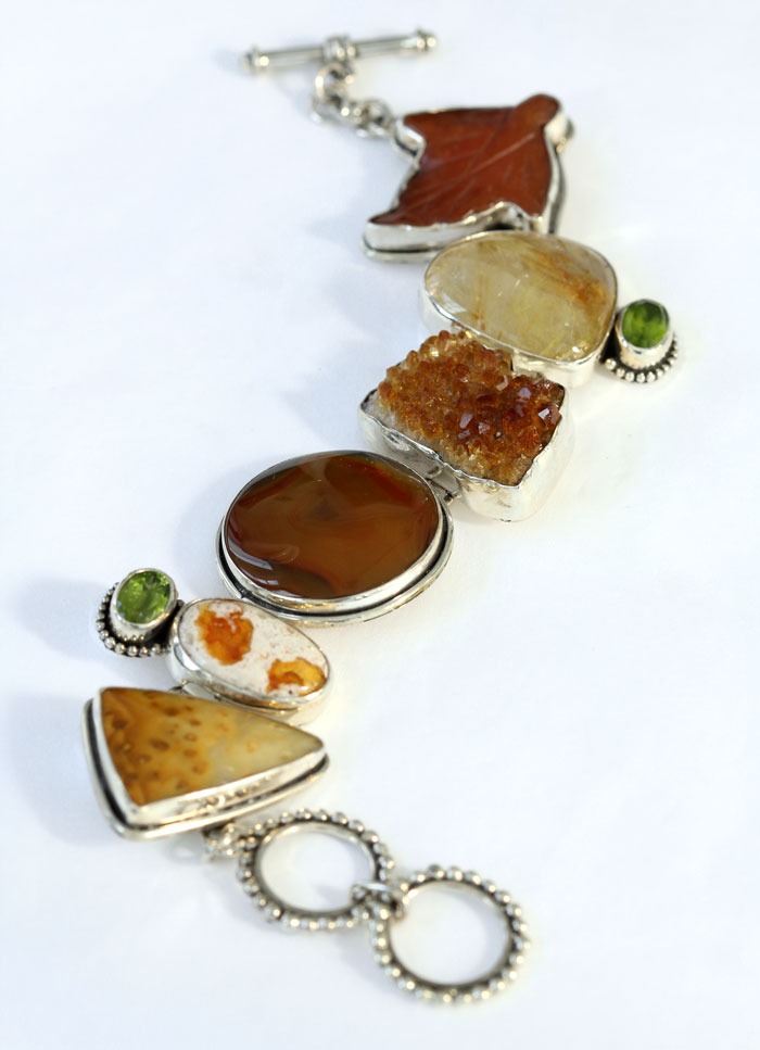 Echo of the Dreamer Rutilated Quartz & Fire Opal Bracelet