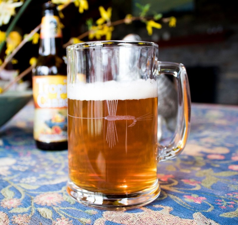 Rolf Etched Fly Fishing 16 oz. Beer Mug