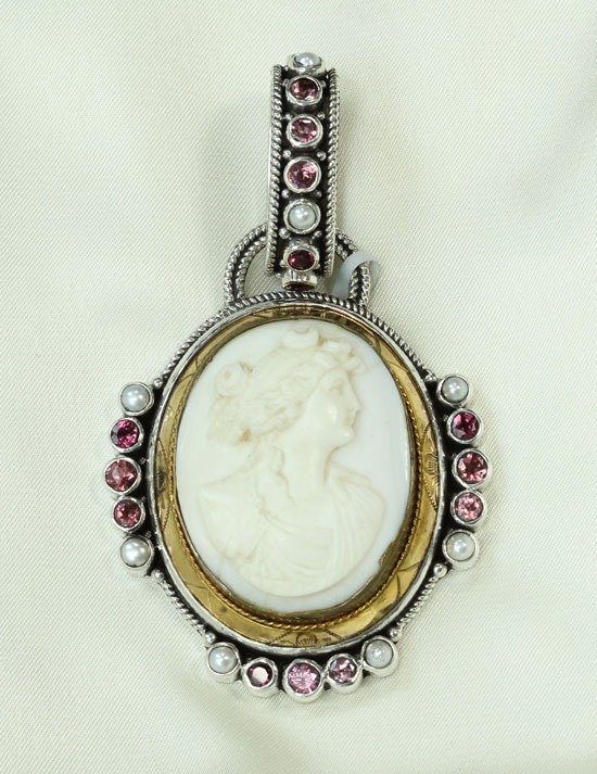 Antique Angel Skin Coral Diana Pendant