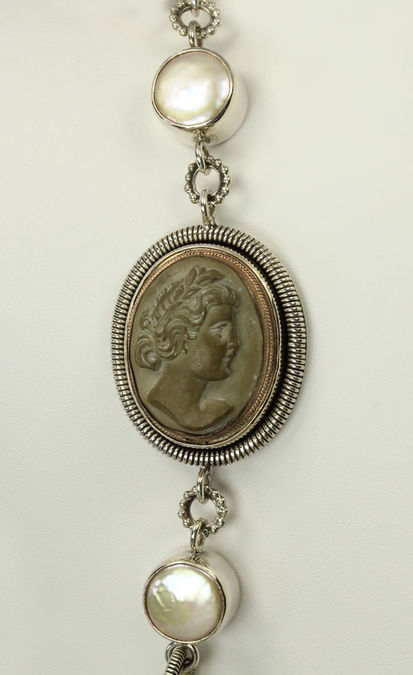 Antique Double Lava Cameo Collar