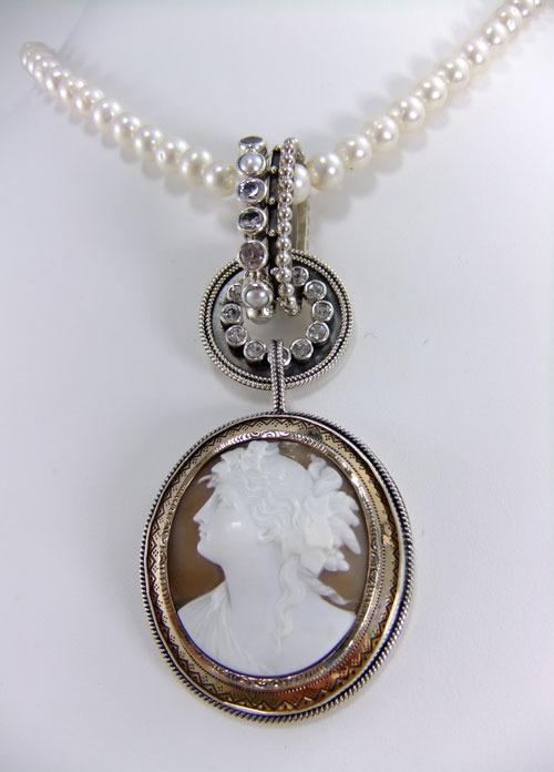 Antique Ariadne Shell Cameo Pendant