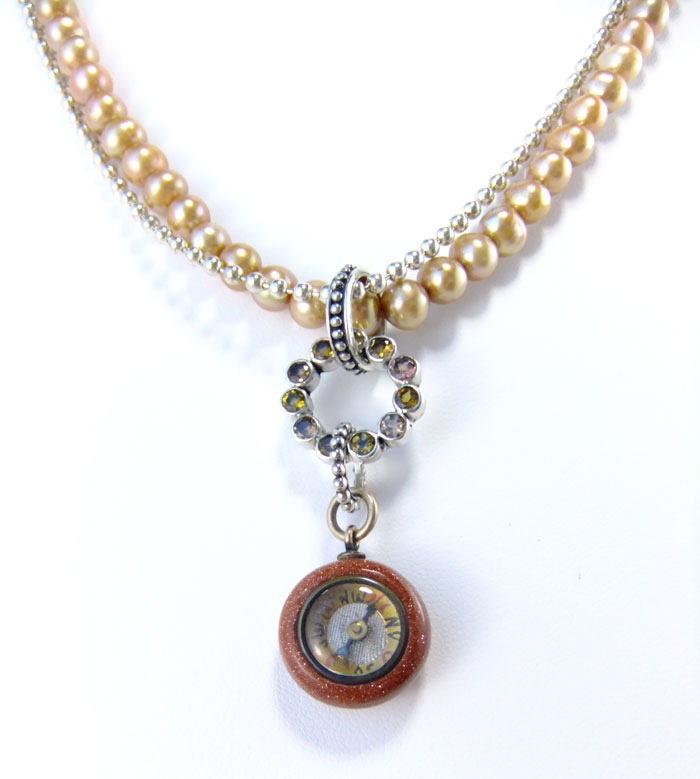 Mars & Valentine Antique Sunstone Compass Necklace