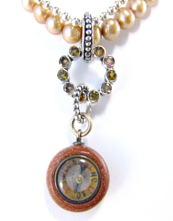 Mars & Valentine Antique Sunstone Compass Necklace