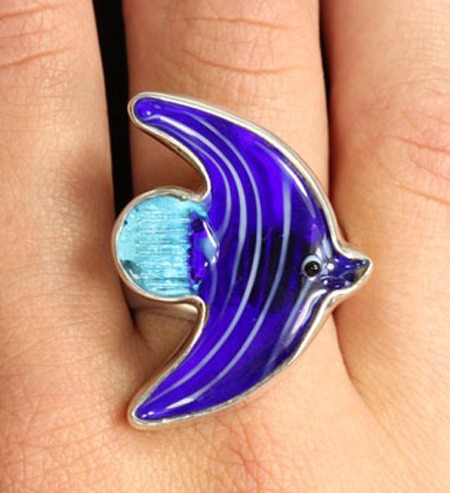 Charles Albert Hand-Made Austrian Glass Fish Ring