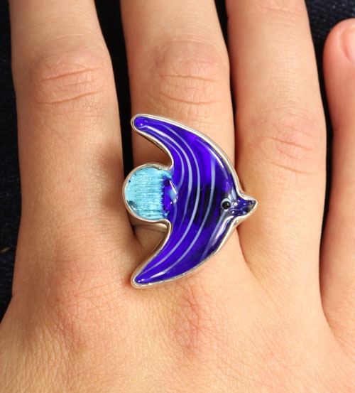 Charles Albert Hand-Made Austrian Glass Fish Ring