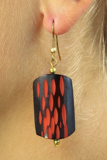 Hand Painted Exotic Wood Wire Earrings