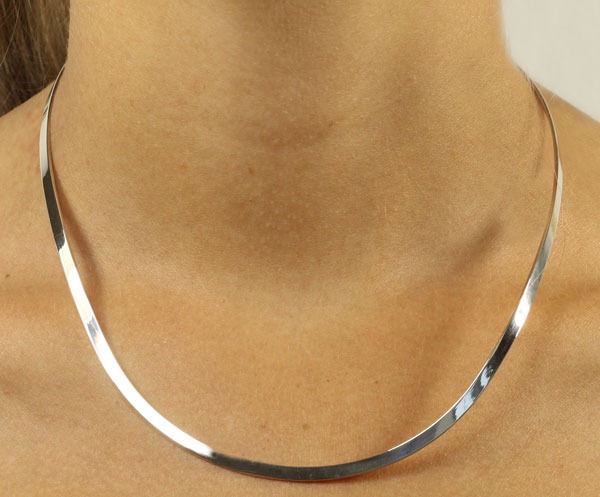 Charles Albert Fine Sterling Silver Oval Omega with Clasp