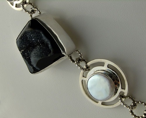 Mars & Valentine Antique Vulcanite Cameo Statement Collar
