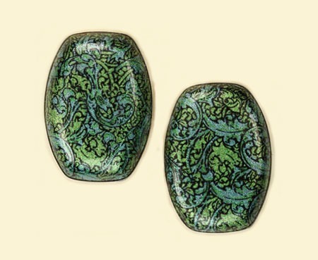 Amy Kahn Russell Very Large Enameled Agate Clip Earrings