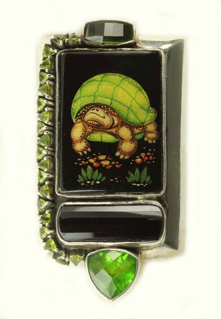 Amy Kahn Russell Turtle with Vesuvanite Pin-Pendant